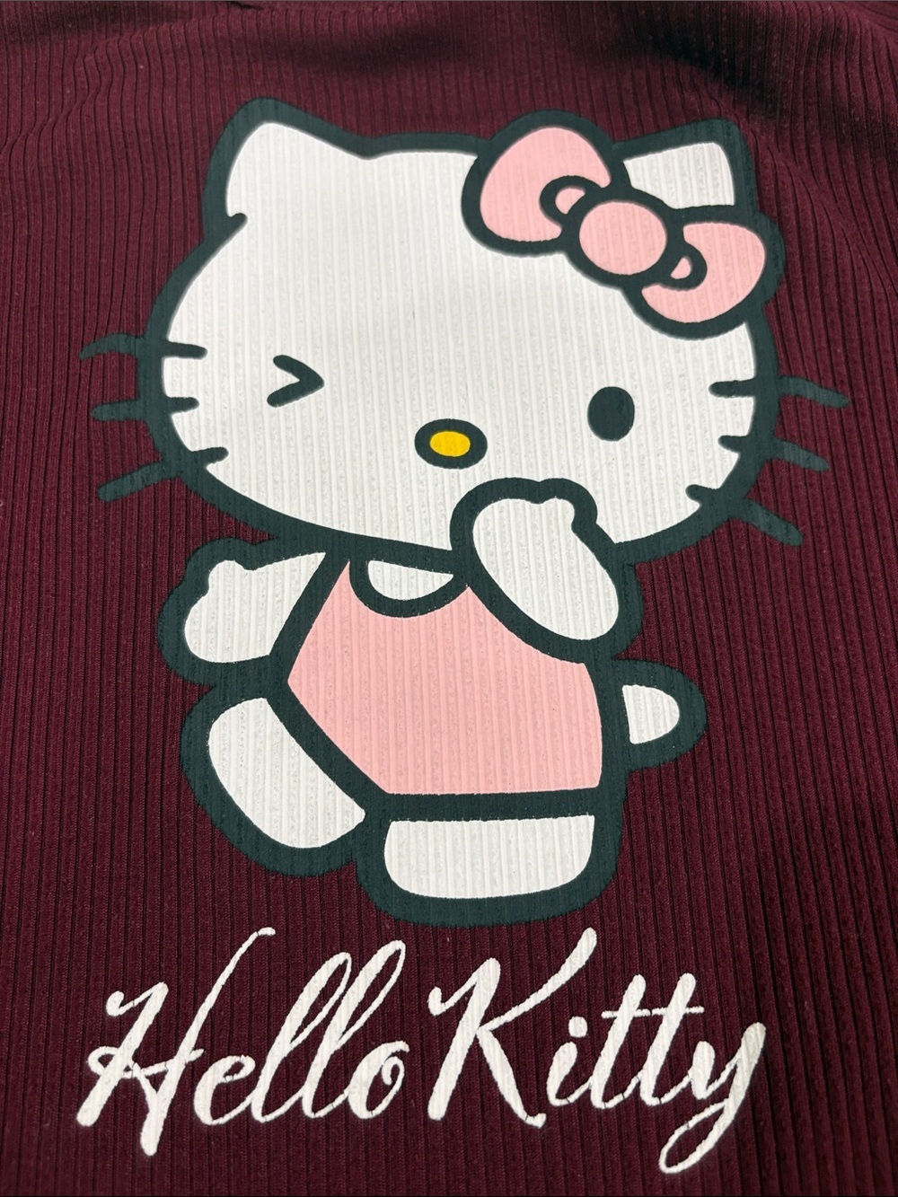 Hello Kitty Yellow, Black & Burgundy Girls' Short Sleeve Tee Trio size 7&10 - Picture 9 of 12